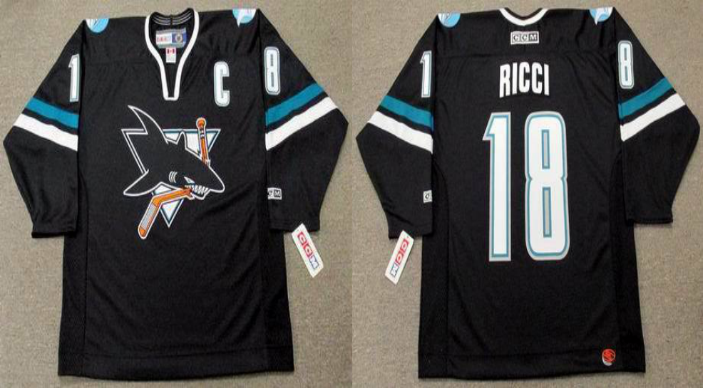 2019 Men San Jose Sharks #18 Ricci black CCM NHL jersey 